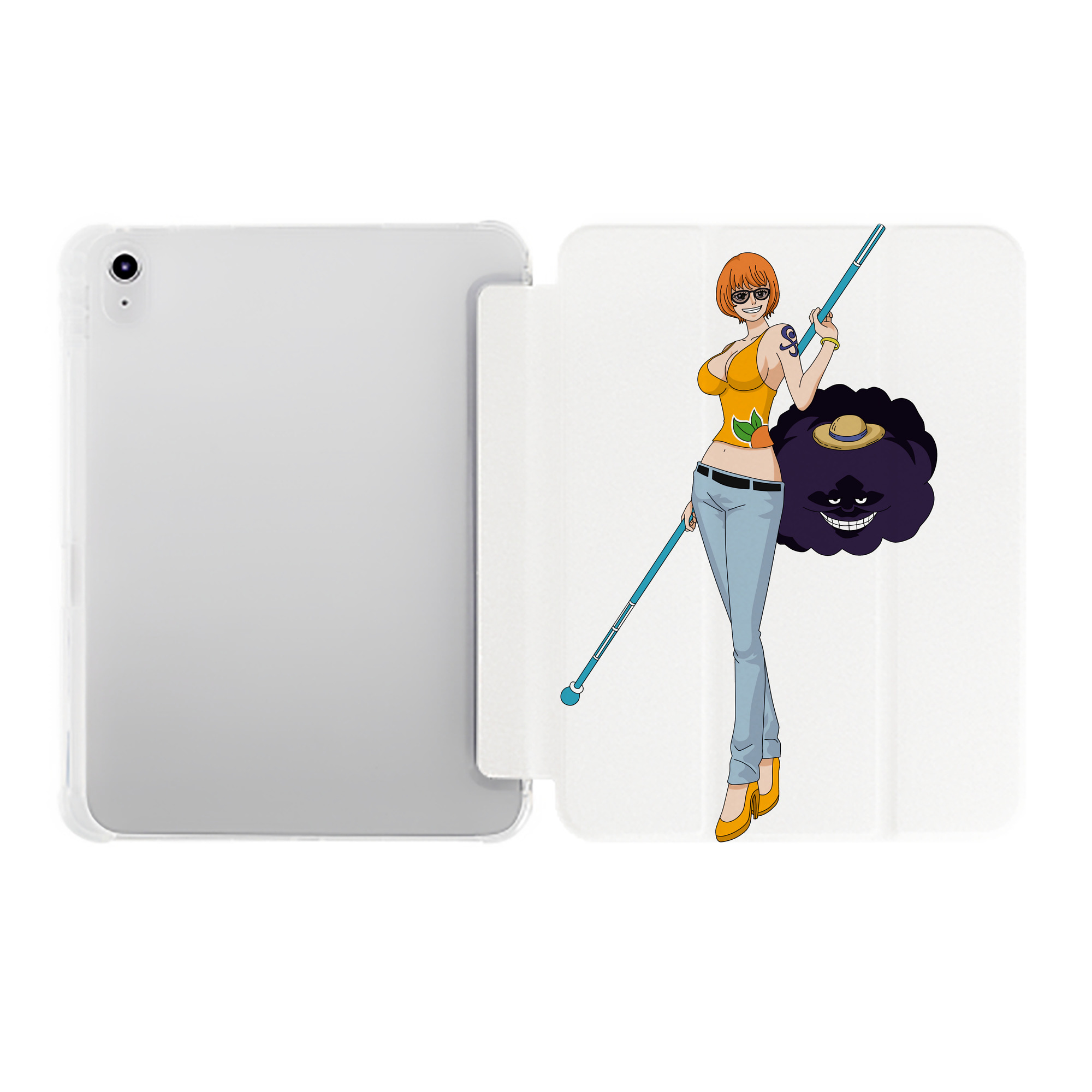 （画像用） ワンピース ナミ ONE PIECE Nami IPad ケース ペン収納付き 三つ折りスタンド PUレザー×シリコン 対応機種9.5/10.5/10.9インチ